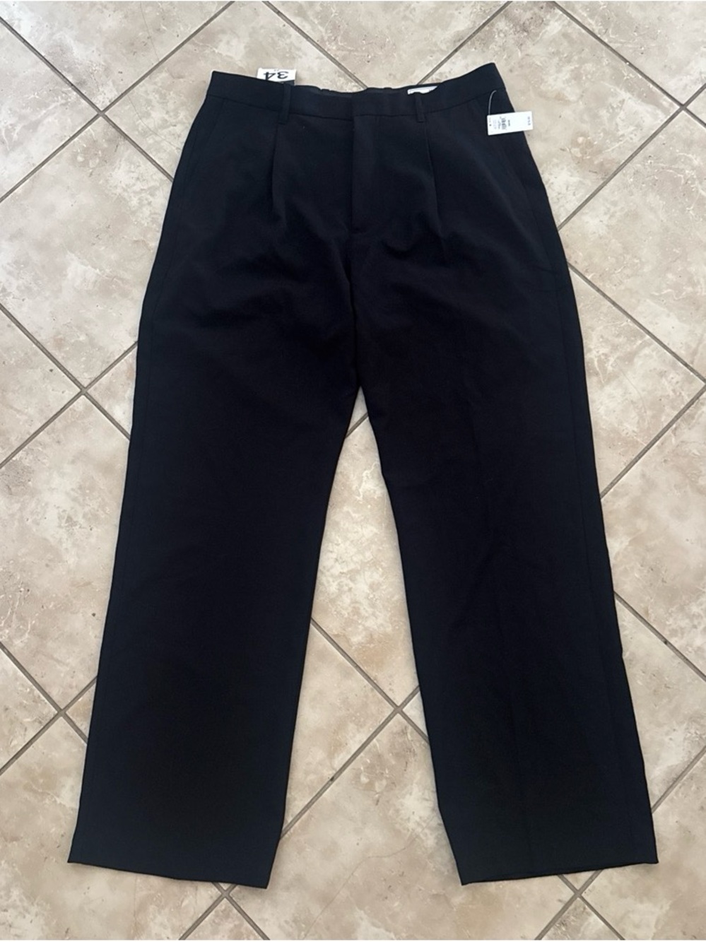 NWT GAP Black 90s Loose Straight Leg Trouser Dress Pants 34x32 Men’s